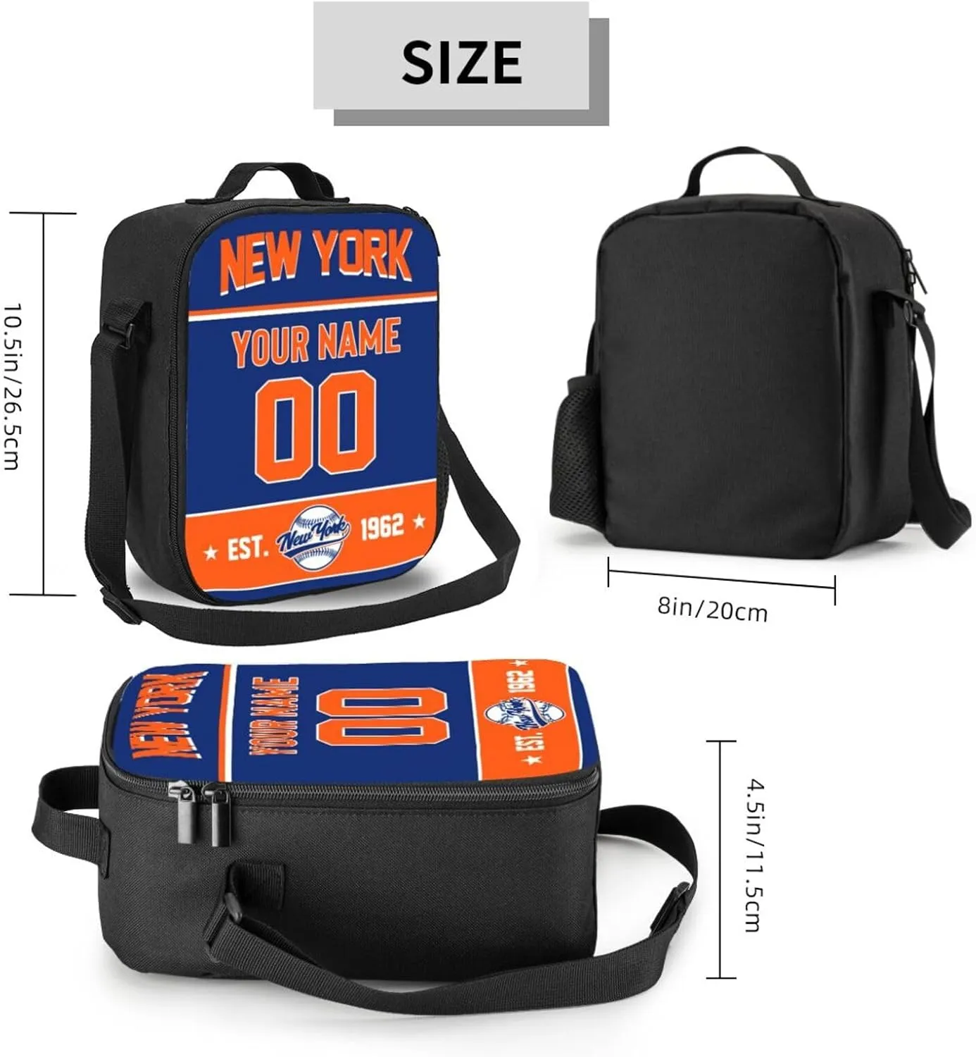 New York M Lunch Bag Lunch Box Cooler Custom Any Name and Any Number Personalized Gifts for Fans Men Women