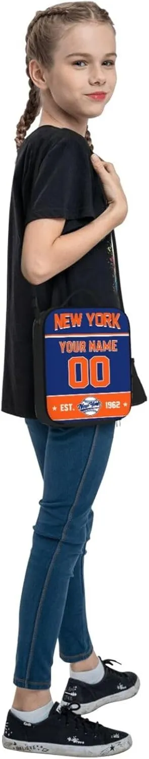New York M Lunch Bag Lunch Box Cooler Custom Any Name and Any Number Personalized Gifts for Fans Men Women