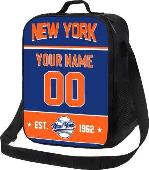 New York M Lunch Bag Lunch Box Cooler Custom Any Name and Any Number Personalized Gifts for Fans Men Women