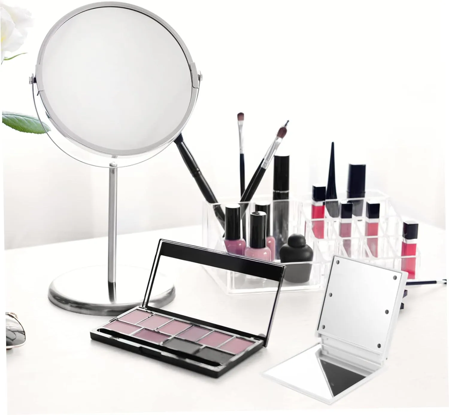 NOLITOY 2pcs Portable Folding Led Makeup Mirror Compact Handheld Beauty Cosmetic Mirror Led Light for Travel Simulates Natural Daylight for Use
