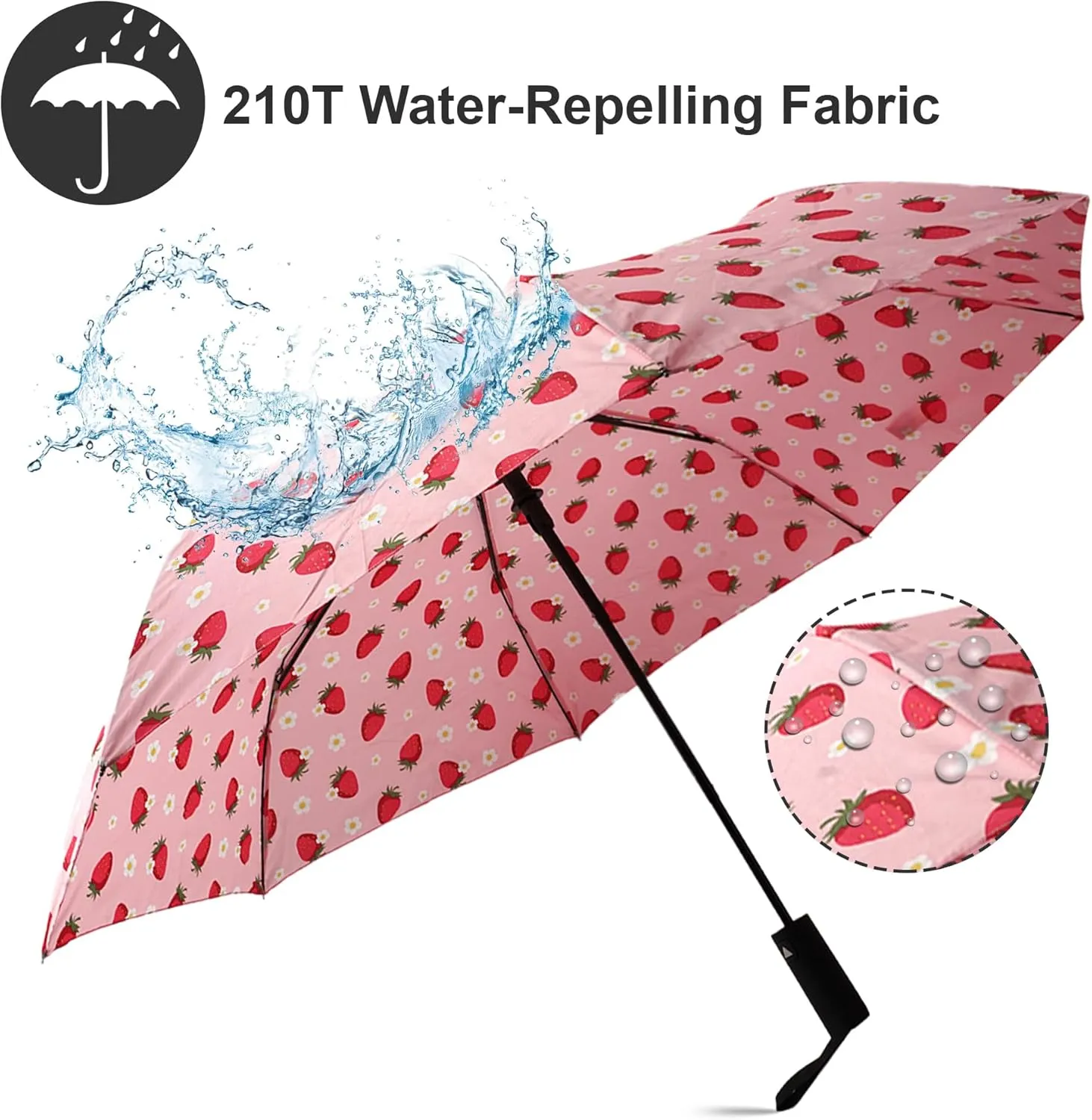 Nollia Windproof Automatic Travel Umbrella, Compact Portable with Reinforced Ribs for Sun & Rain