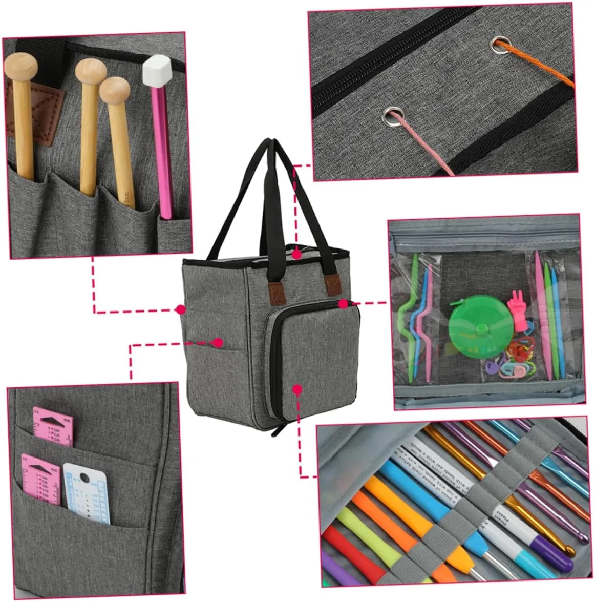 NUOBESTY Fashionable Woolen Yarn Bag Home Finishing Storage Wash Bag Cloth Organizer Compact Shoulder Bag for Knitting Tools