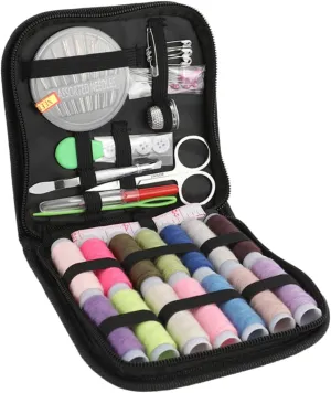 NUOBESTY Sewing Accessory Kit 70 Pieces Needle Bag Threader Thimble Tweezer Zippered Case for Professionals Random