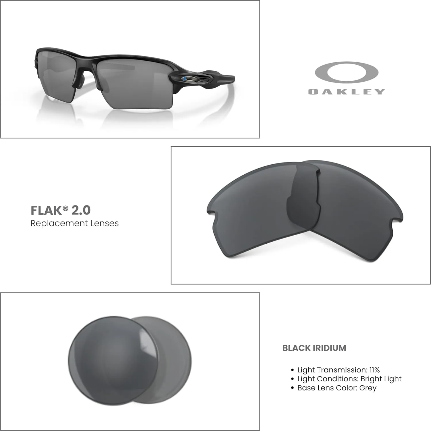 Oakley Authentic Flak 2.0 OO9295 Replacement Lenses For Men For Women   BUNDLE with Designer iWear Care Kit