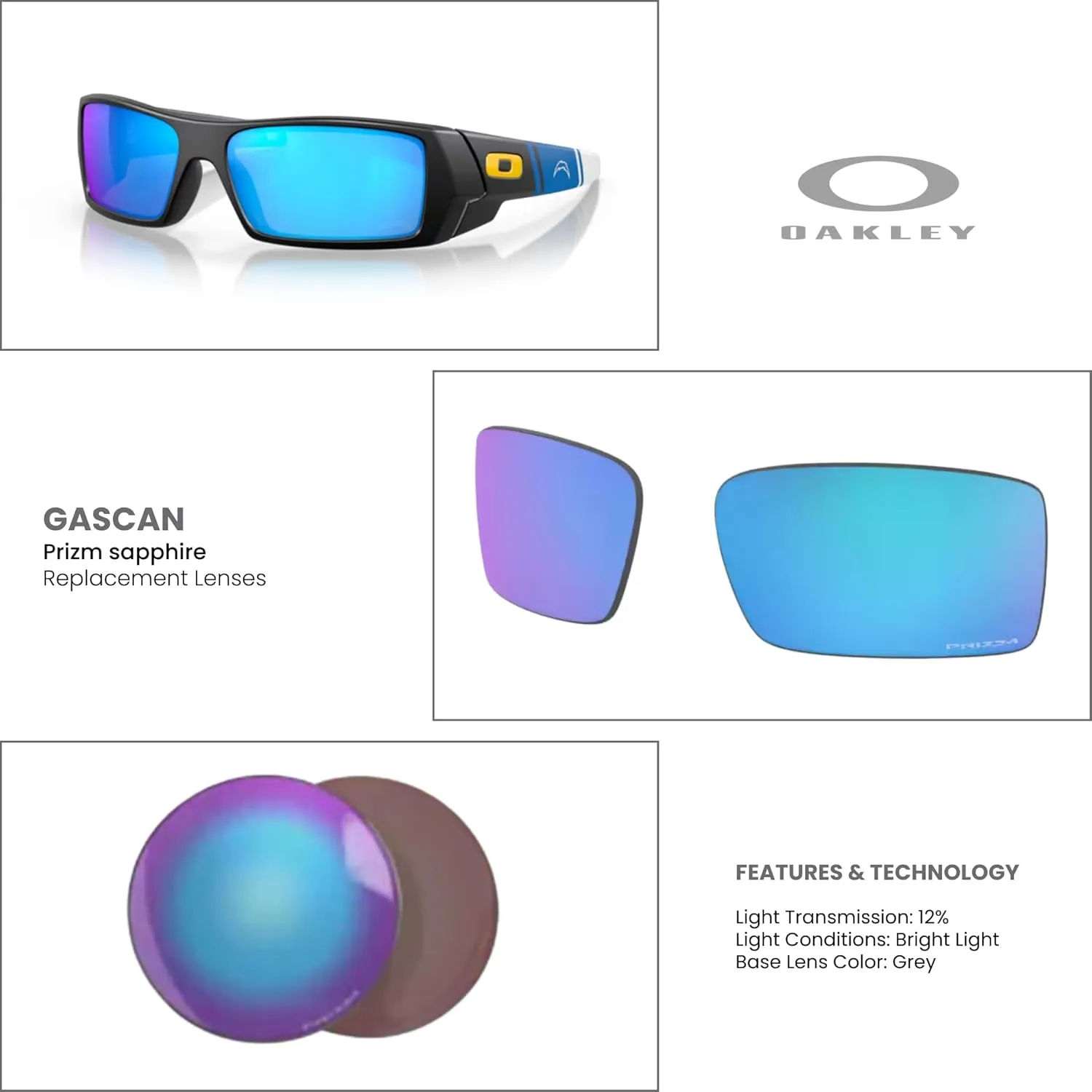 Oakley Authentic Gascan OO9014 Replacement Lenses  Bundle Bag  Bundle with Designer iWear Kit