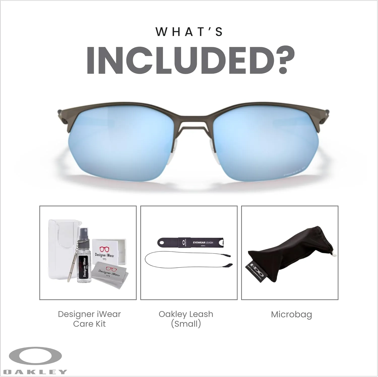 Oakley Wire Tap 2.0 OO4145 Rectangle Sunglasses for Men   BUNDLE Accessory Leash   Designer iWear Kit