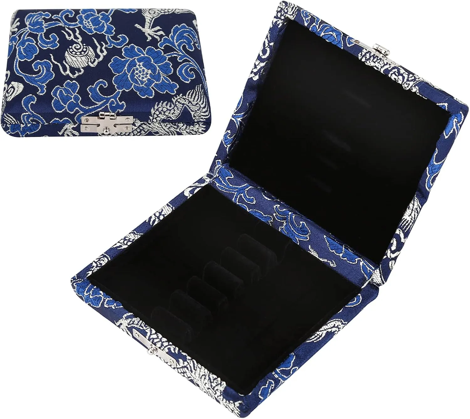 Oboe Case, Wooden Silk Cloth Cover Oboe Storage Holder Box Clarinet Case Protector Bag for 6pcs Oboe Reeds (Blue)