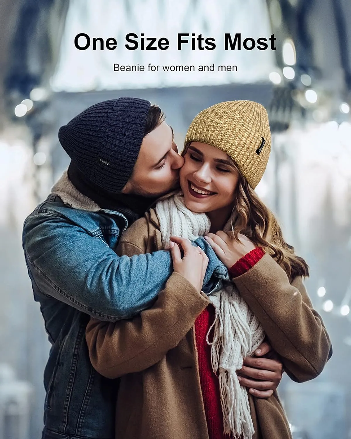 Ocatoma Beanie for Men Women Warm Winter Knit Cuffed Beanie Soft Warm Ski Hats Unisex