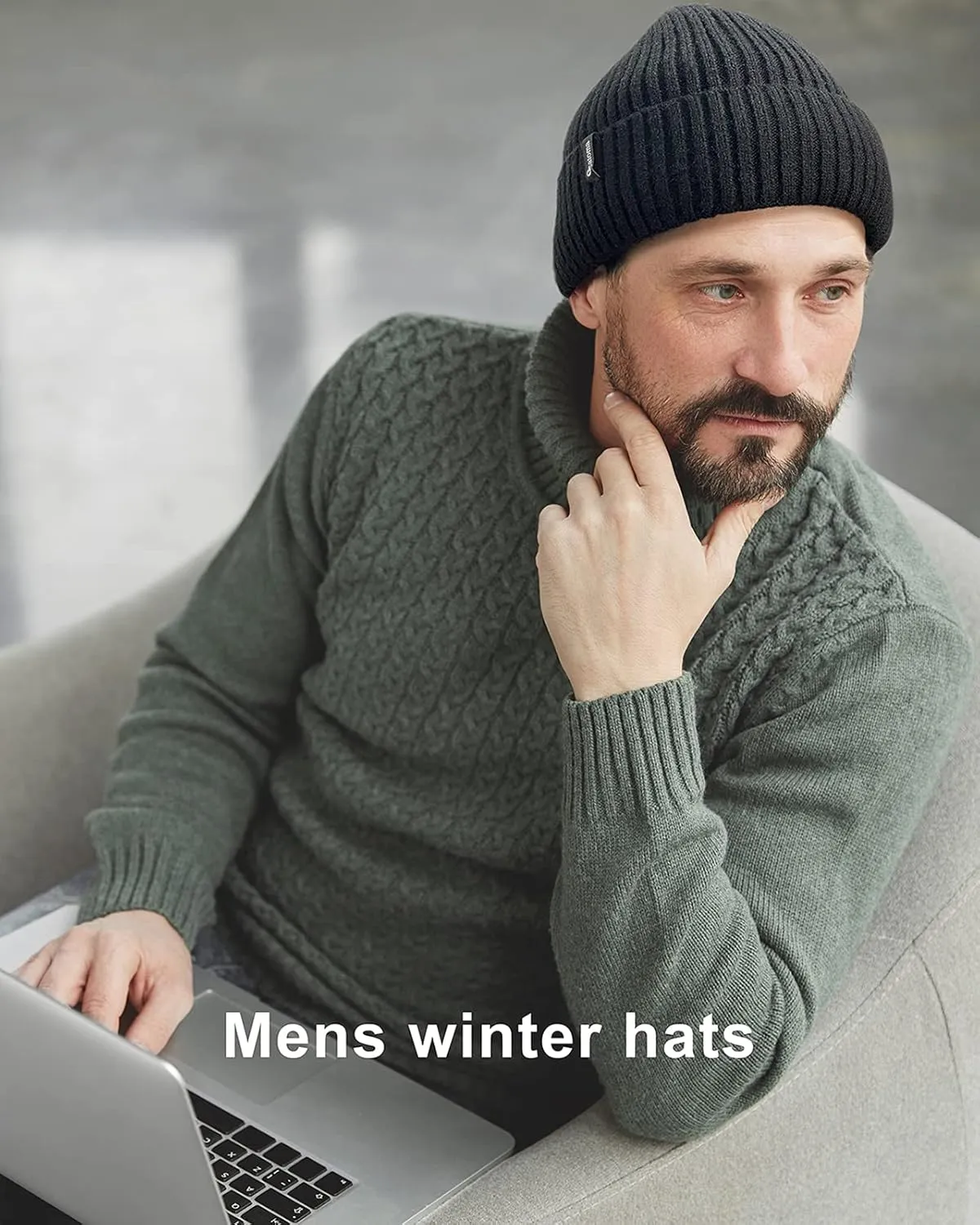 Ocatoma Beanie for Men Women Warm Winter Knit Cuffed Beanie Soft Warm Ski Hats Unisex