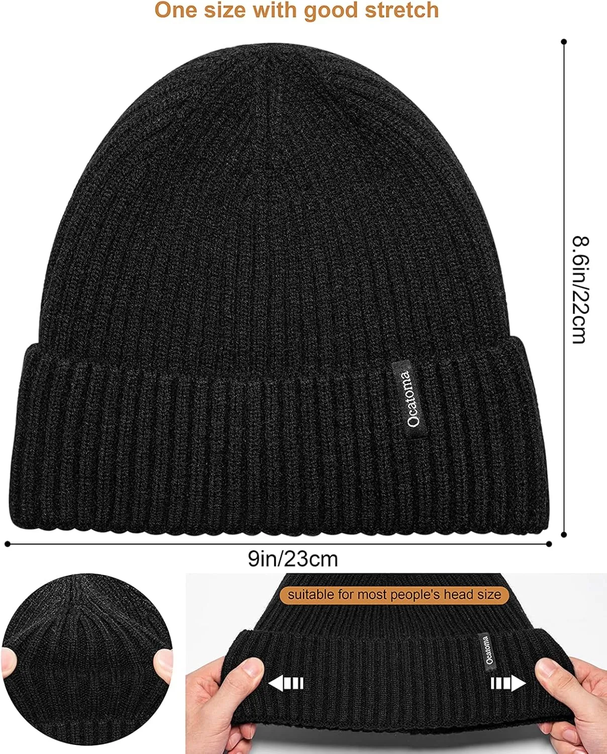 Ocatoma Beanie for Men Women Warm Winter Knit Cuffed Beanie Soft Warm Ski Hats Unisex