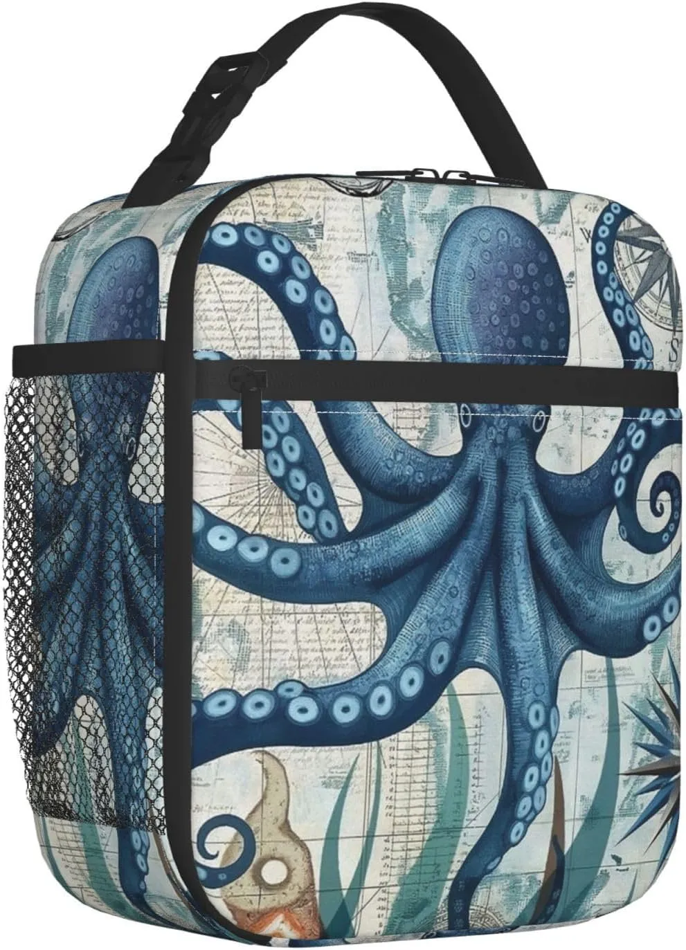 Octopus Lunch Box for Adults Women Girls Boys Kids Nautical Coastal Lunch Box Insulated Cooler Reusable Lunch Bag Container Gifts for Work Office Picnic Travel School