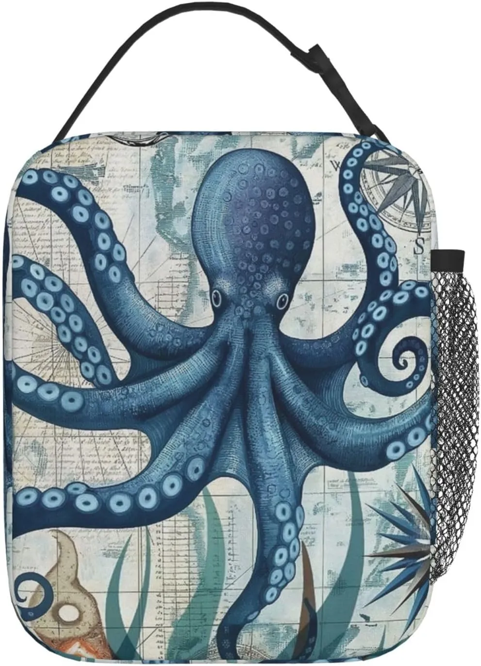 Octopus Lunch Box for Adults Women Girls Boys Kids Nautical Coastal Lunch Box Insulated Cooler Reusable Lunch Bag Container Gifts for Work Office Picnic Travel School