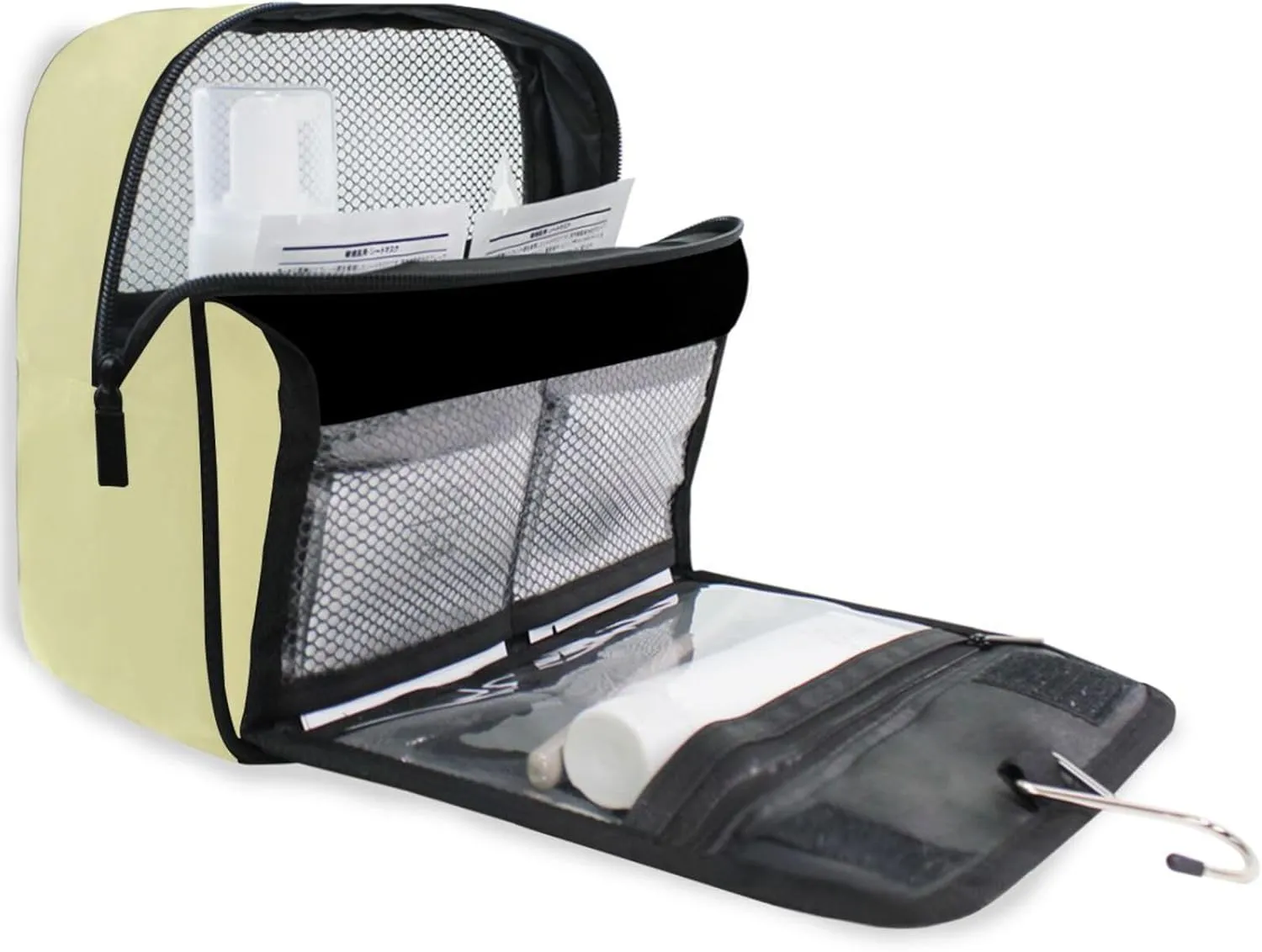 ODAWA Hanging Travel Makeup Organizer Pale Goldenrod Multi-compartment Toiletry Cosmetics Bag