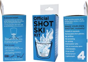 Official SHOTSKI Kit - Instantly turn your everyday gear into a shot ski! Removable, shatterproof shot glasses, installs in seconds, no tools required! Apres Ski Gift (4)