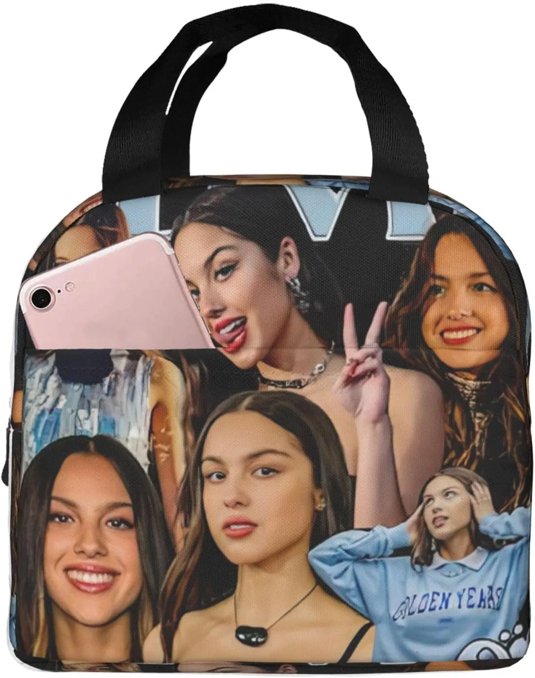Olivia Songwriter Actress Rodrigo Portable Leakproof Tote Lunch Box Bag Hiking Leakproof Tote Adult Lunch Bag for Men