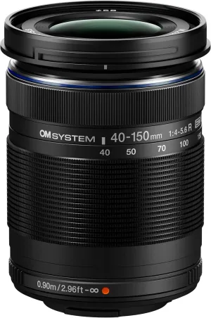 OM System M.Zuiko Digital ED 40-150mm F4.0-5.6 R Lens with High-Speed Imager AF and 30 to 8.2-Degree Angle of View (Black)