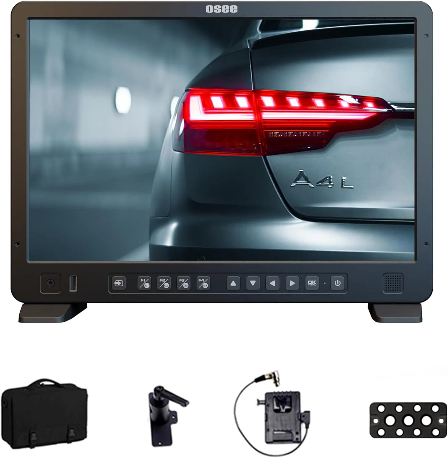 OSEE Megamon 15 15.4inch Upgrade 1000 Nits High Bright HDR Pro Studio Director Camera Field Monitor Kit for Field Production with HDMI 3G SDI in and Out Battery Plate Cstand Carrying Case Cheese Plate