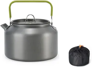 Outdoor Light Weight Aluminum Alloy Kettle AntiScalding Handle Camping Coffee Kettle Portable TeaPot Picnic Teakettle Teapot Cooking Accessory (1.8L)