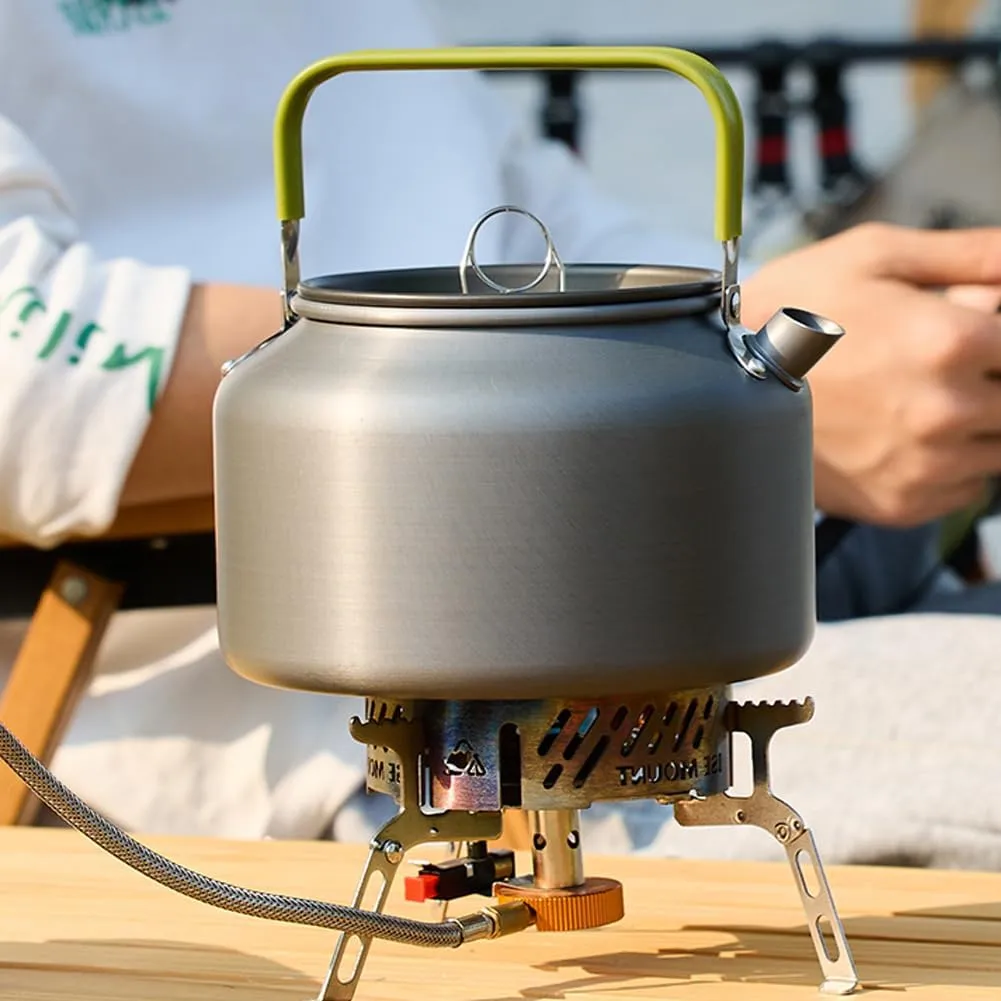 Outdoor Light Weight Aluminum Alloy Kettle AntiScalding Handle Camping Coffee Kettle Portable TeaPot Picnic Teakettle Teapot Cooking Accessory (1.8L)