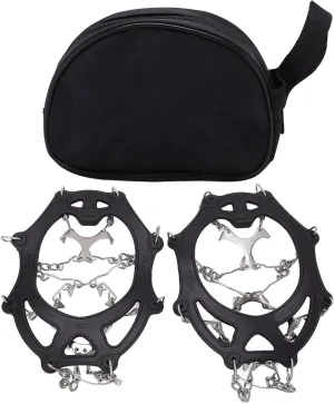 Outdoor Mountaineering Stainless Steel Crampons Snow Anti Slip Shoe Covers Black 2 Pcs