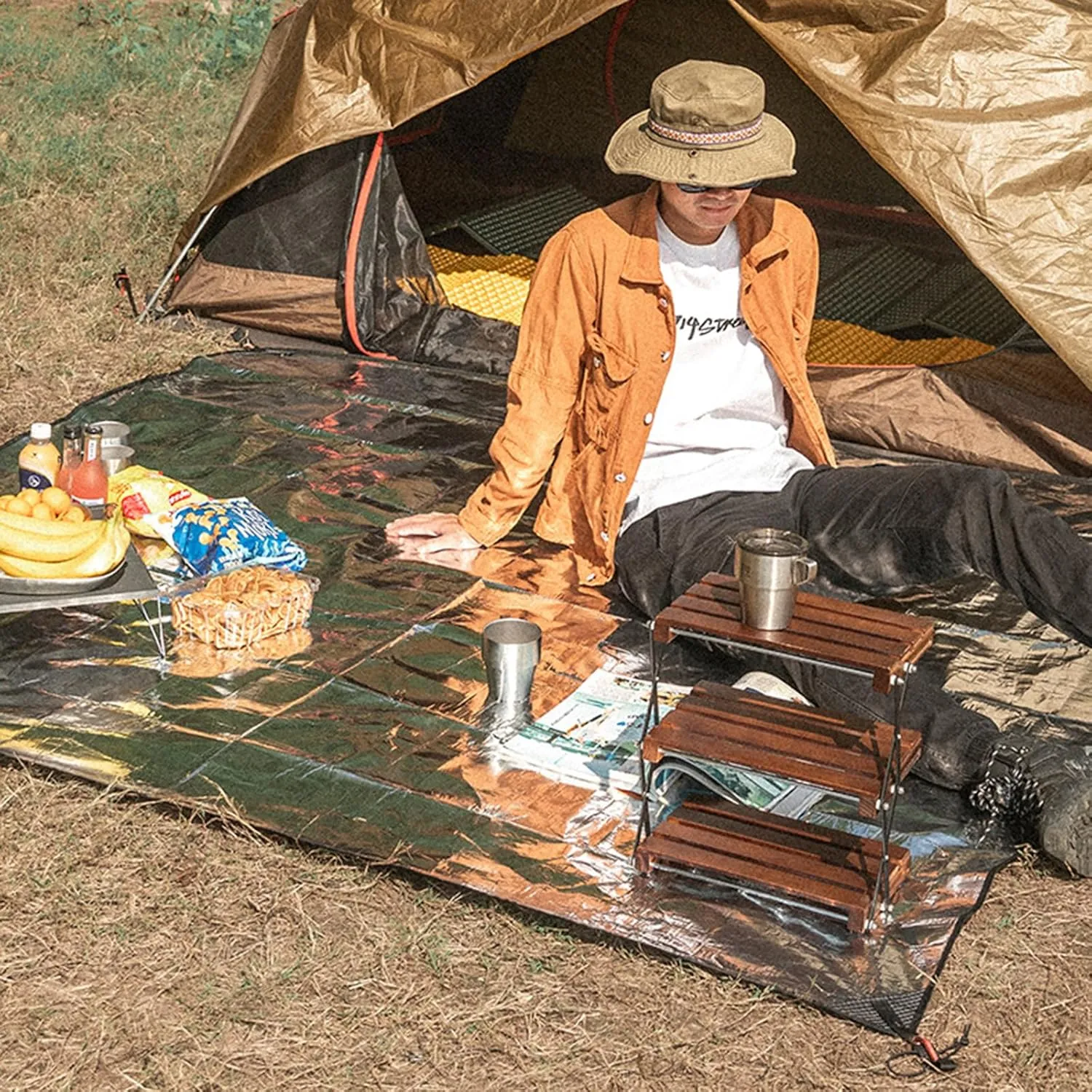 Outdoor Picnics Mat Sleep Tent Pad Aluminum Foil Foams Insulating Camping Mat Sleep Tent Pad Thermal Insulating Mat