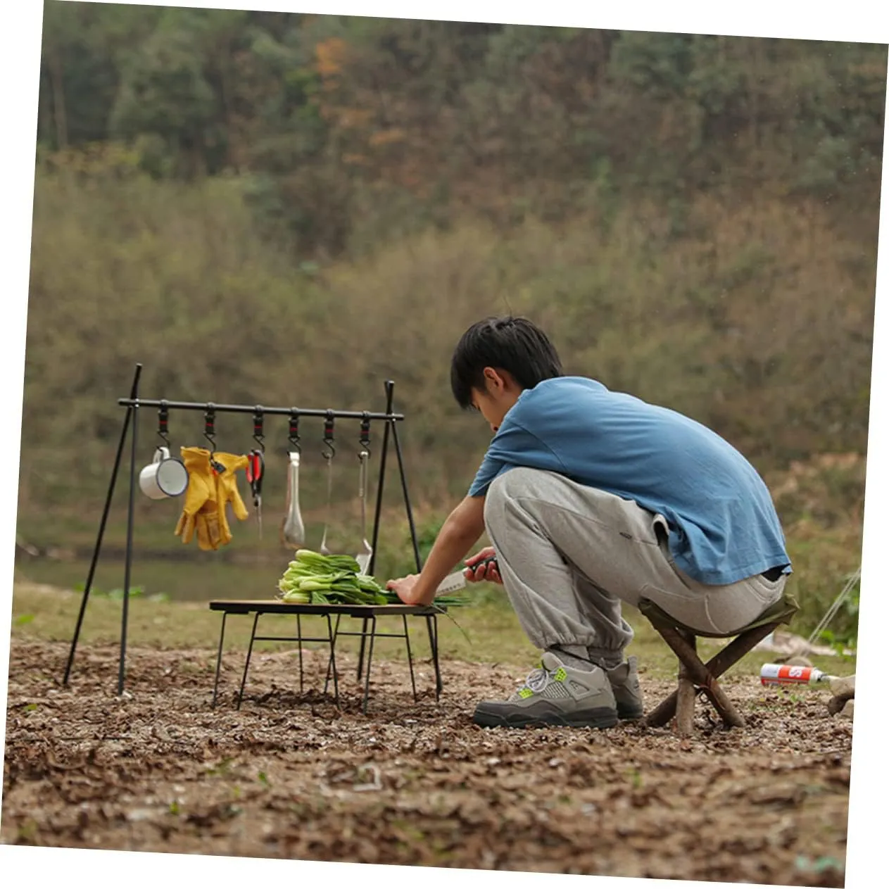 Outdoor Portable Tripod Stool Kit Camping Stool Cloth for Fishing Barbecue and Travel Lightweight Design for and Storage
