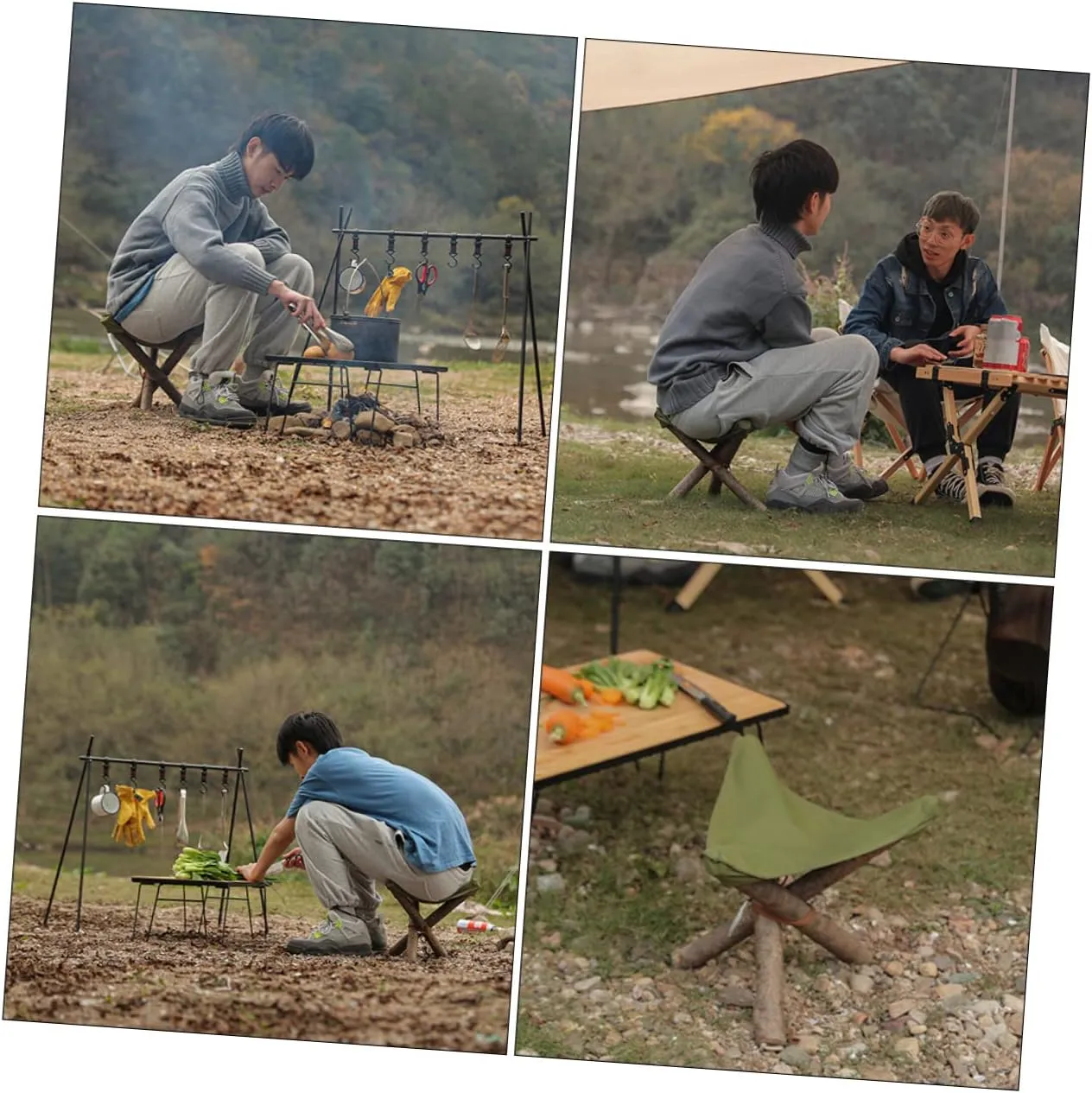 Outdoor Portable Tripod Stool Kit Camping Stool Cloth for Fishing Barbecue and Travel Lightweight Design for and Storage