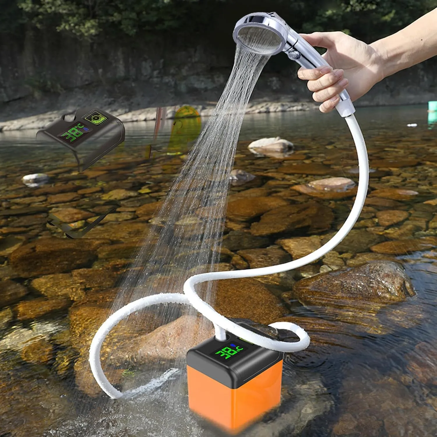 Outdoor Shower with Shower Head Electric Portable Shower for Hiking USB Rechargeable Camping Shower Camp Shower Pumps