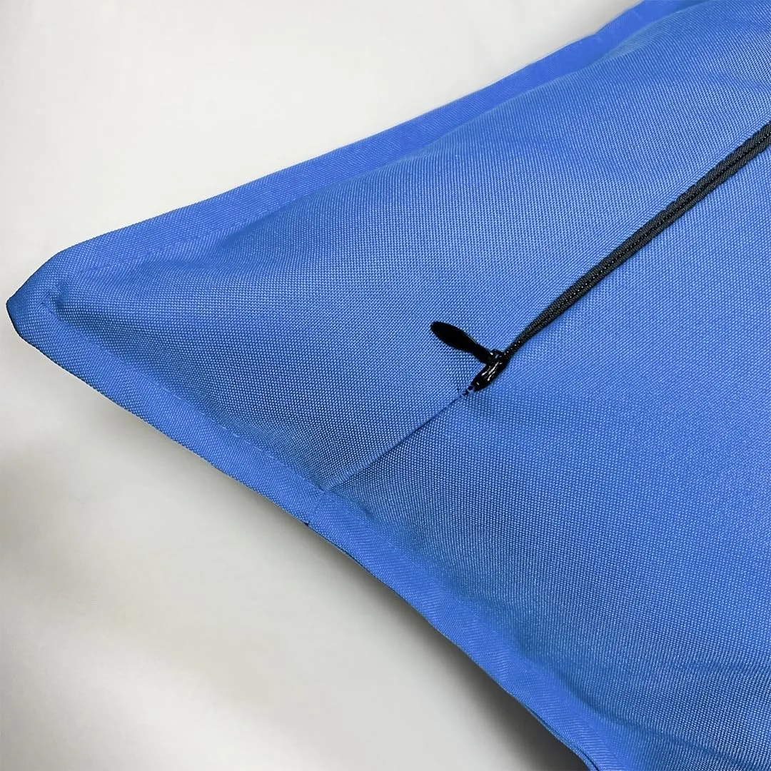 Outdoor Waterproof Pillow Covers 18x18 Set of 2 Sunbrella Decorative Square Solid Couch Pillow Covers with Wide Edge for Patio Tent Sofa Bed Living Room, Blue