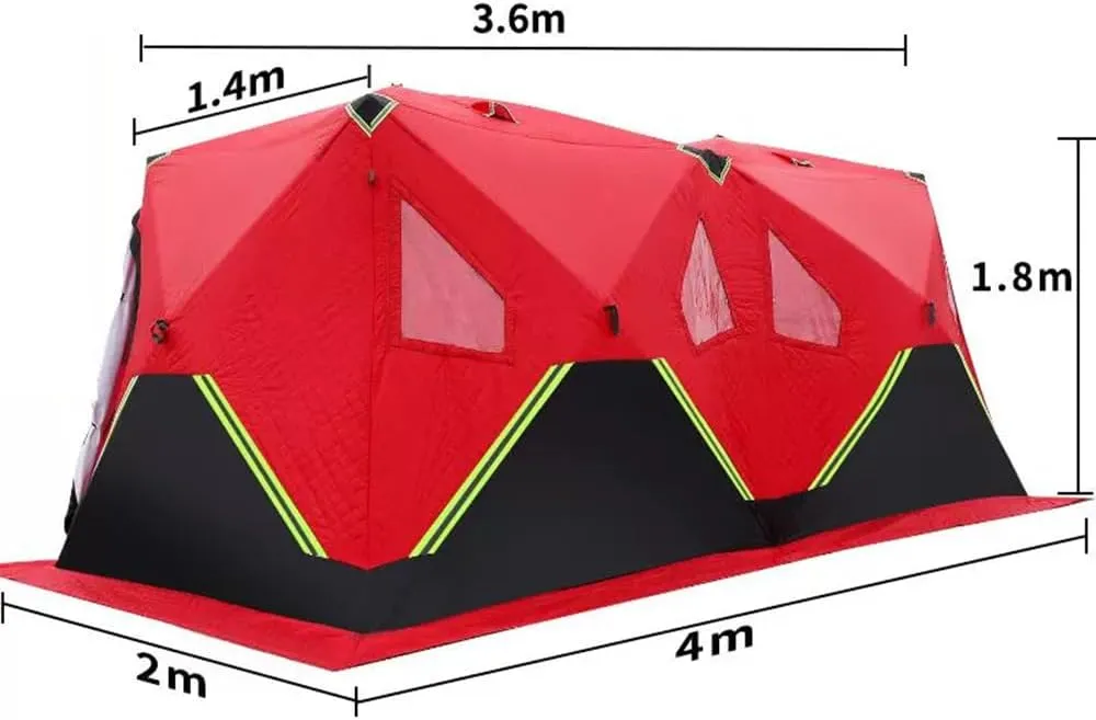 Outdoor Winter Camping Ice Fishing Camping Large Insulated Ice Fishing Tent Windproof Snow Resistant Cold Heat Insulation Suitable for 4-6 People (Blue)