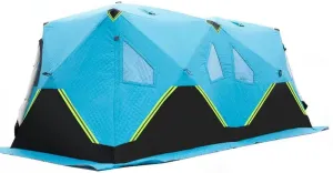 Outdoor Winter Camping Ice Fishing Camping Large Insulated Ice Fishing Tent Windproof Snow Resistant Cold Heat Insulation Suitable for 4-6 People (Blue)