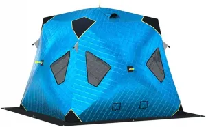 Outdoor Winter Camping Insulated Ice Fishing Tent Ice Fishing Shelter Five-Layer Fabric Excellent Insulation with Ice Fishing Pad (Blue C)