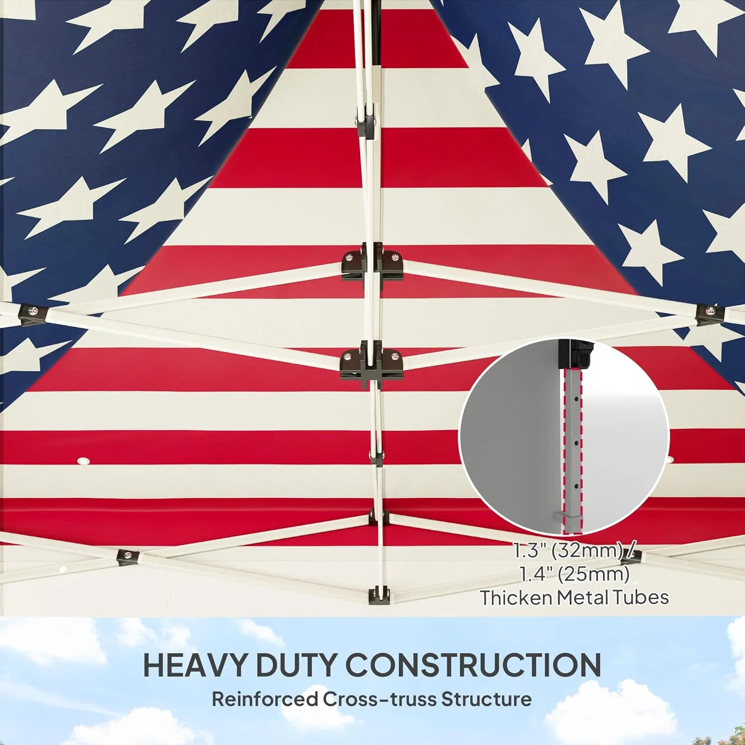 Outsunny 10' x 10' Heavy Duty Pop Up Canopy Tent with Sidewall, UPF50  Instant Sun Shelter with Storage Pockets, Height Adjustable, with Wheeled Bag, Sand Bags for Outdoor, Patio, American Flag Print