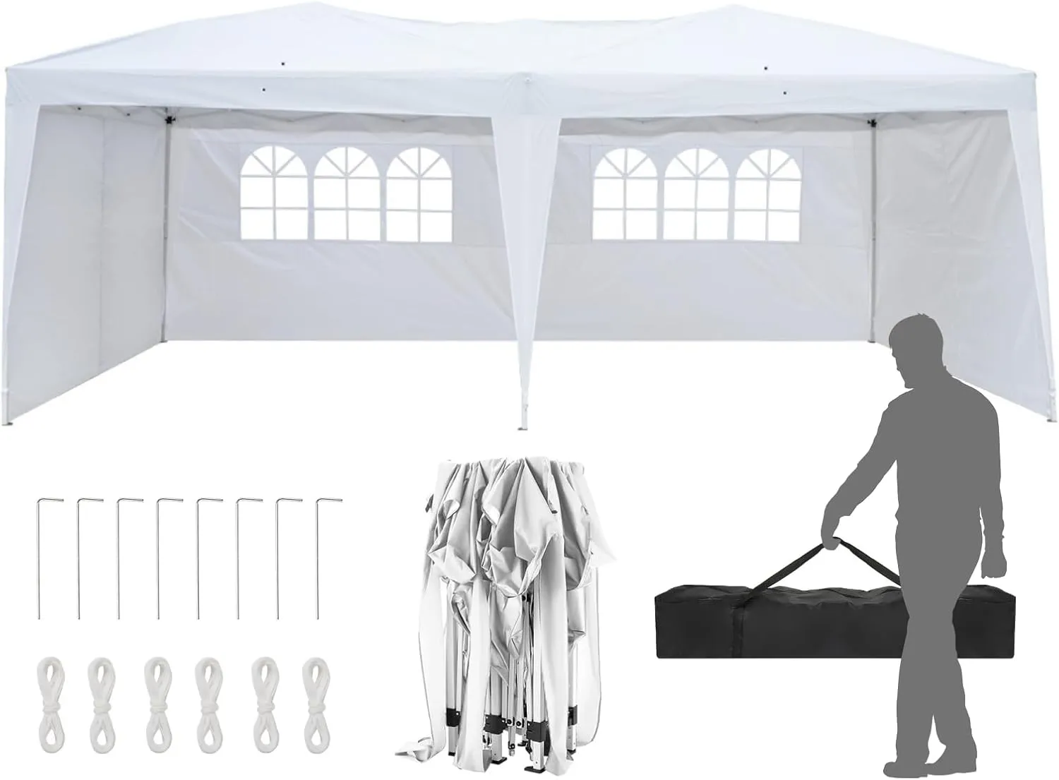 Outvita 10x20ft Ez Pop Up Canopy, Portable Instant Canopy Tent with 4 SideWalls for Outdoor Events, Party, Wedding, Birthday,Graduation
