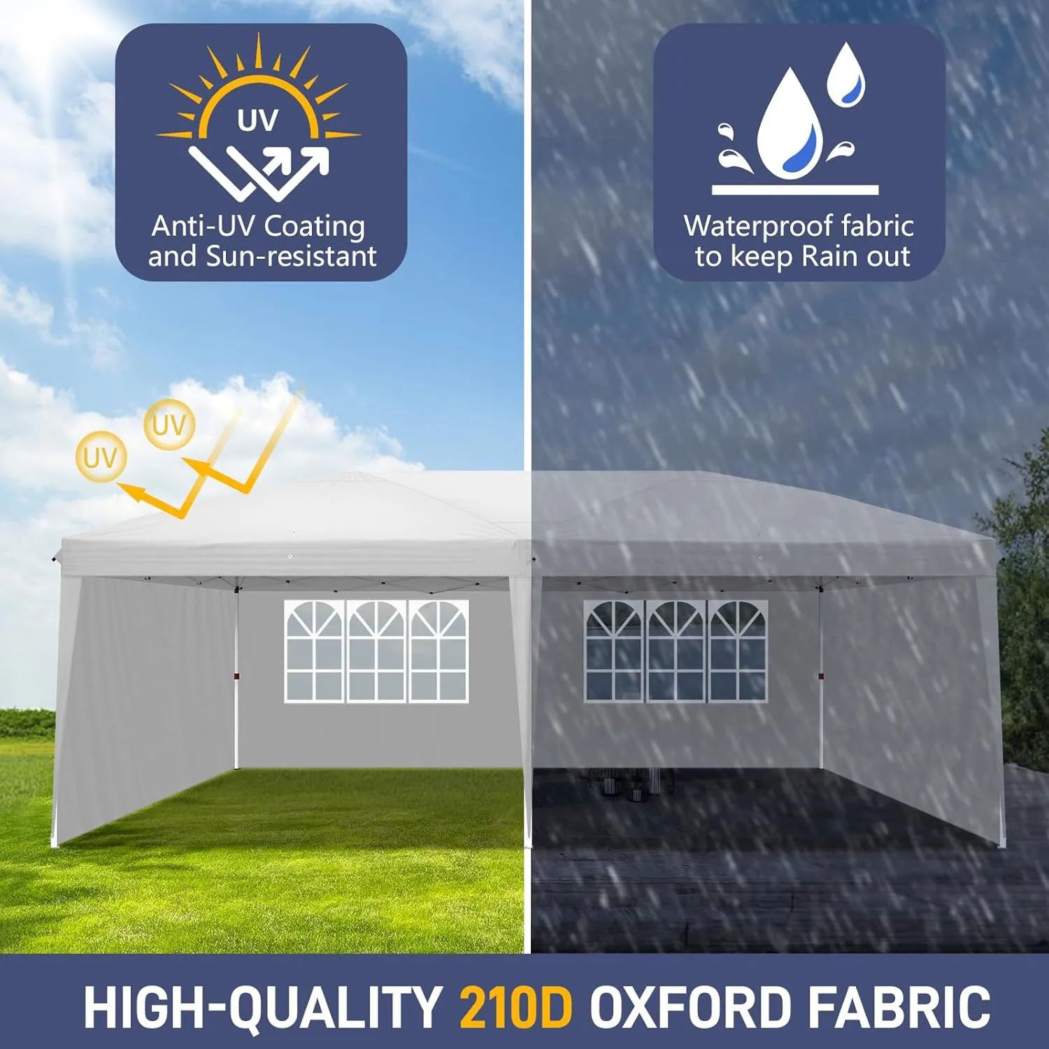 Outvita 10x20ft Ez Pop Up Canopy, Portable Instant Canopy Tent with 4 SideWalls for Outdoor Events, Party, Wedding, Birthday,Graduation