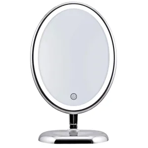 Oval Personal Makeup Mirror with Lights - Magnifying Mirror Light for Table Top - Led Make Up Mirror - 360 Degree Travel Swivel Vanity Mirror - Includes Compact 10x Magnifying Mirror - Pro Beautify