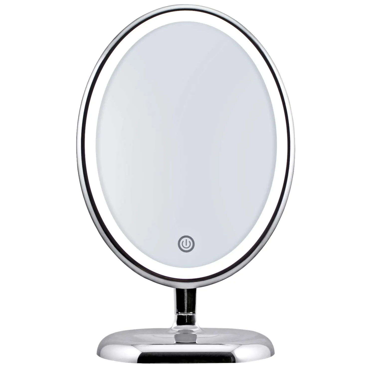 Oval Personal Makeup Mirror with Lights - Magnifying Mirror Light for Table Top - Led Make Up Mirror - 360 Degree Travel Swivel Vanity Mirror - Includes Compact 10x Magnifying Mirror - Pro Beautify