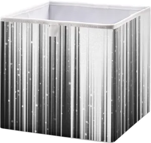 Oyihfvs Black White Gradient Stripes with Shiny Stars and Sparkle Lights Square Foldable Cube Storage Basket Collapsible Fabric with Handles Bag Organizer Clothes for Home Bedroom 11 x 11 x 11 in