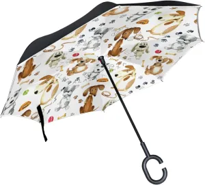Oyihfvs Double Layer Inverted Umbrella, With C-Shaped Handle Windproof UV Proof Durable Parasol, For Men Women Outdoor Folding Rain Sun