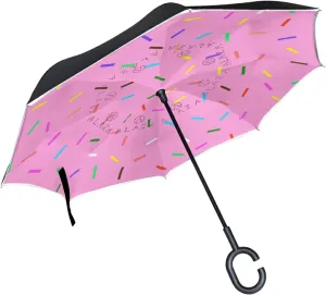 Oyihfvs Double Layer Inverted Umbrella, With C-Shaped Handle Windproof UV Proof Durable Parasol, For Men Women Outdoor Folding Rain Sun