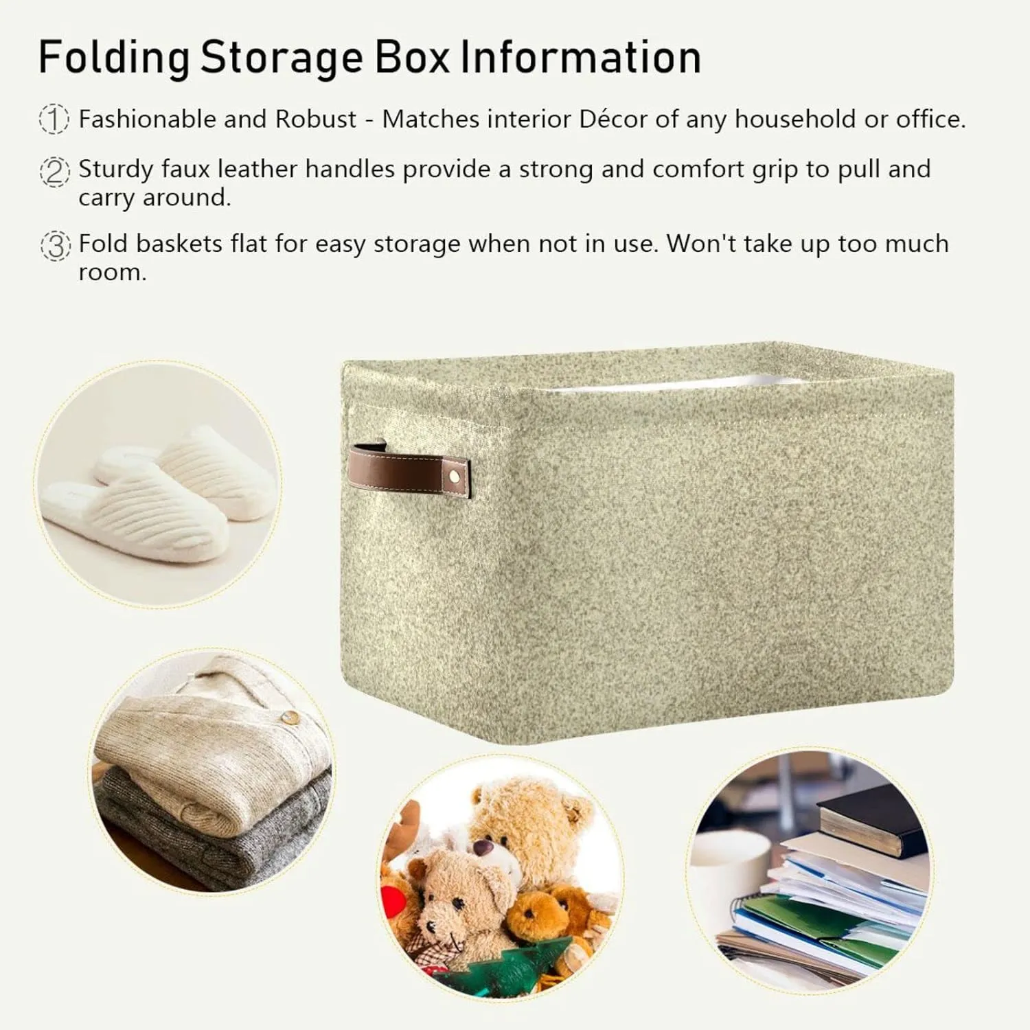 Oyihfvs Gold Golden Glitter and Glare Pattern 2 PC Rectangle Storage Basket Collapsible Fabric with Leather Handles Bag Organizer Clothes for Home Bedroom 15 x 11 x 9.5 in