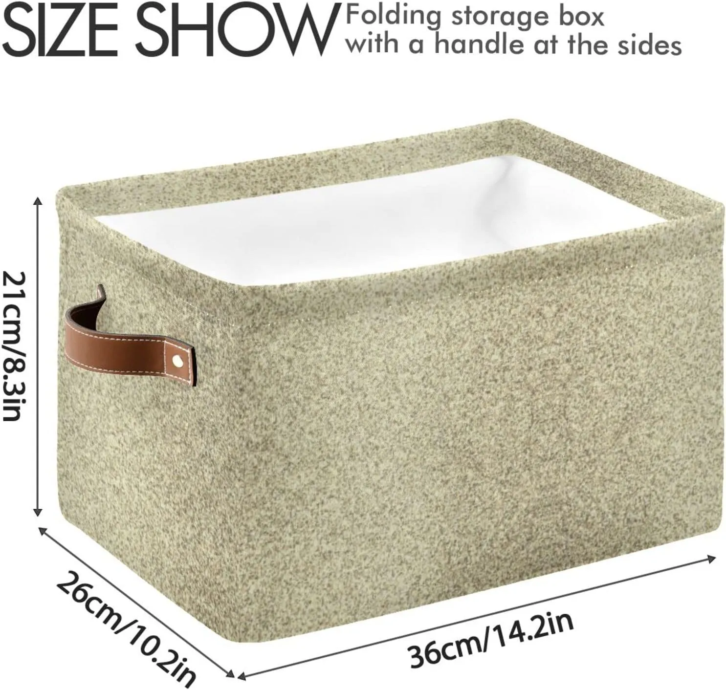 Oyihfvs Gold Golden Glitter and Glare Pattern 2 PC Rectangle Storage Basket Collapsible Fabric with Leather Handles Bag Organizer Clothes for Home Bedroom 15 x 11 x 9.5 in