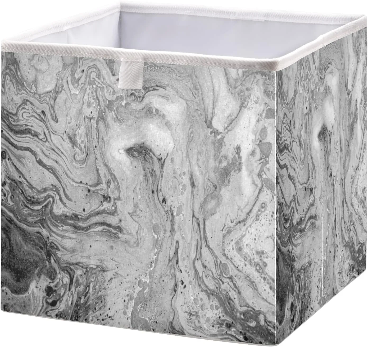Oyihfvs Marble White, Grey, Black Mixed Acrylic Paint with Golden Powder Square Foldable Cube Storage Basket Collapsible Fabric with Handles Bag Organizer Clothes for Home Bedroom 11 x 11 x 11 in
