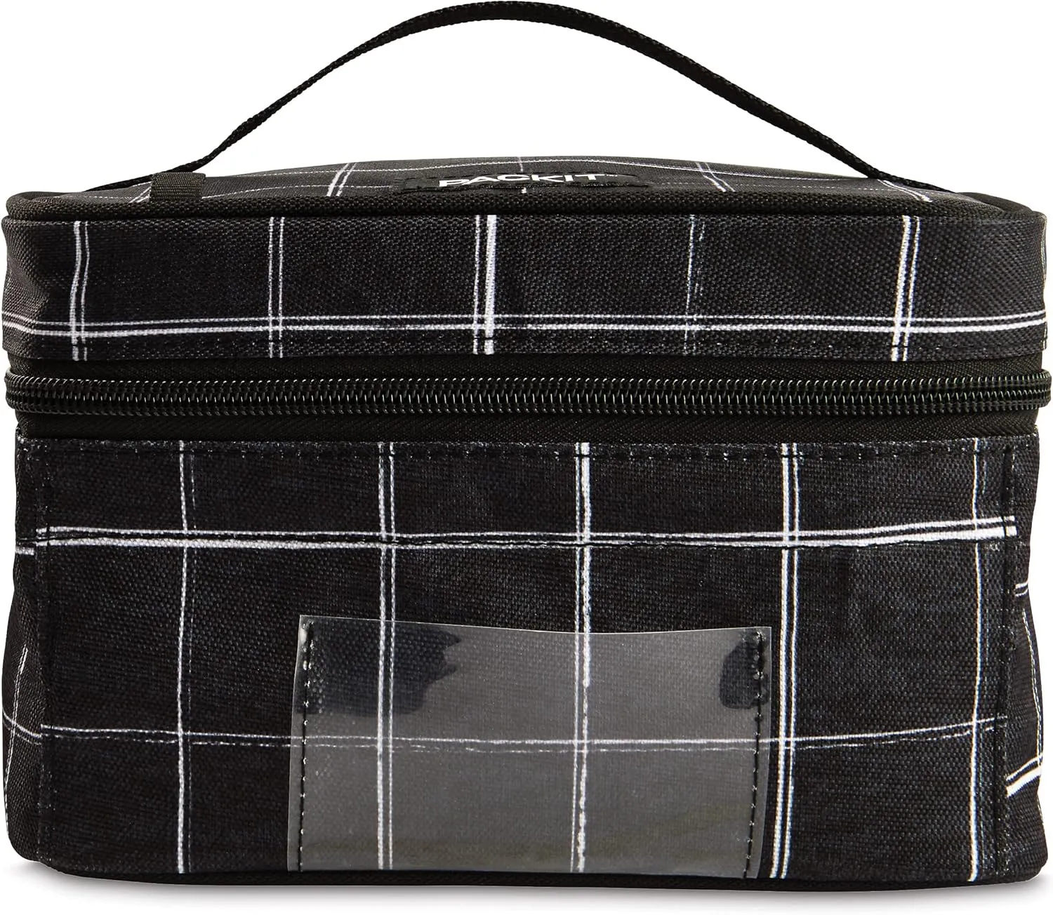 PackIt Freezable Bottle Cooler for Breastmilk and Formula, Black Grid, Built with EcoFreeze® Technology, Collapsible, Reusable, Zip Closure and Top Handle, Fits up to Four, 5 oz Bottles