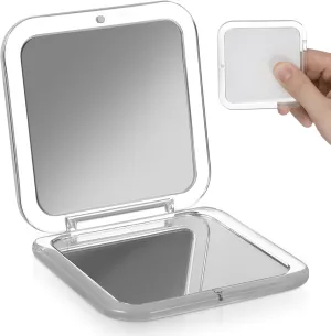 PartyKindom Sleek Compact Square Mirror 15x Magnification Folding Makeup Mirror Travel Size Pocket Mirror Dual Sides
