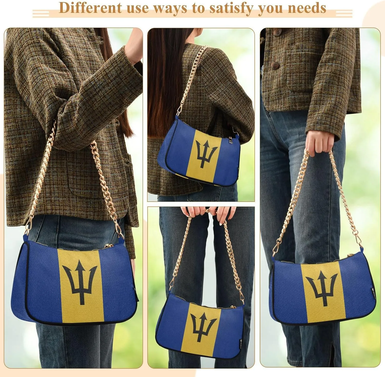 Patriot Flag Shoulder Bag Women Clutch Handbag Date Chain Bag Holiday Birthday