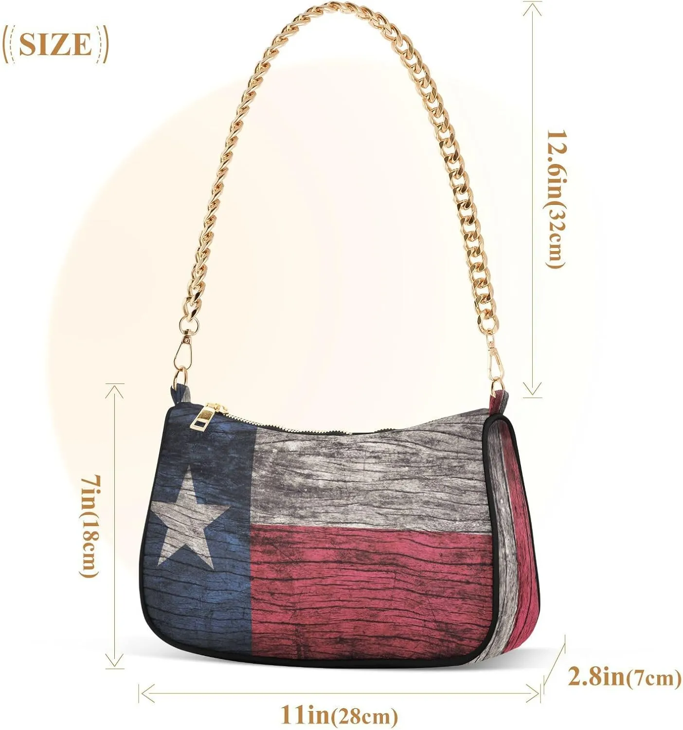 Patriot Flag Shoulder Bag Women Clutch Handbag Date Chain Bag Holiday Birthday
