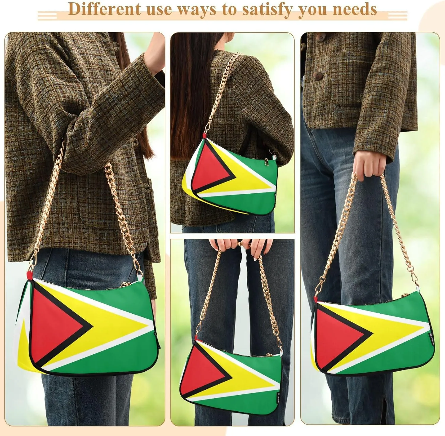 Patriot Flag Shoulder Bag Women Clutch Handbag Date Chain Bag Holiday Birthday