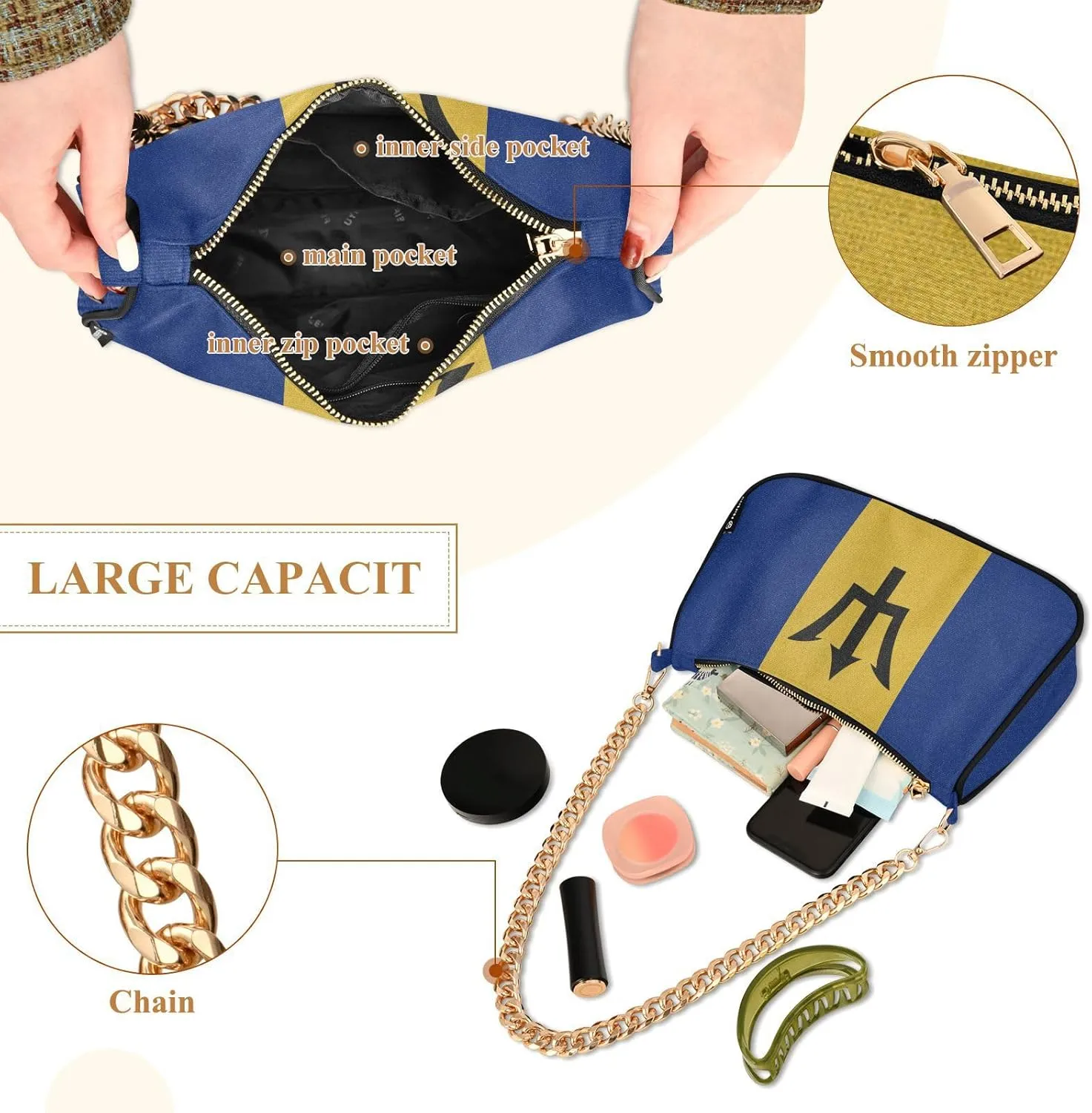 Patriot Flag Shoulder Bag Women Clutch Handbag Date Chain Bag Holiday Birthday