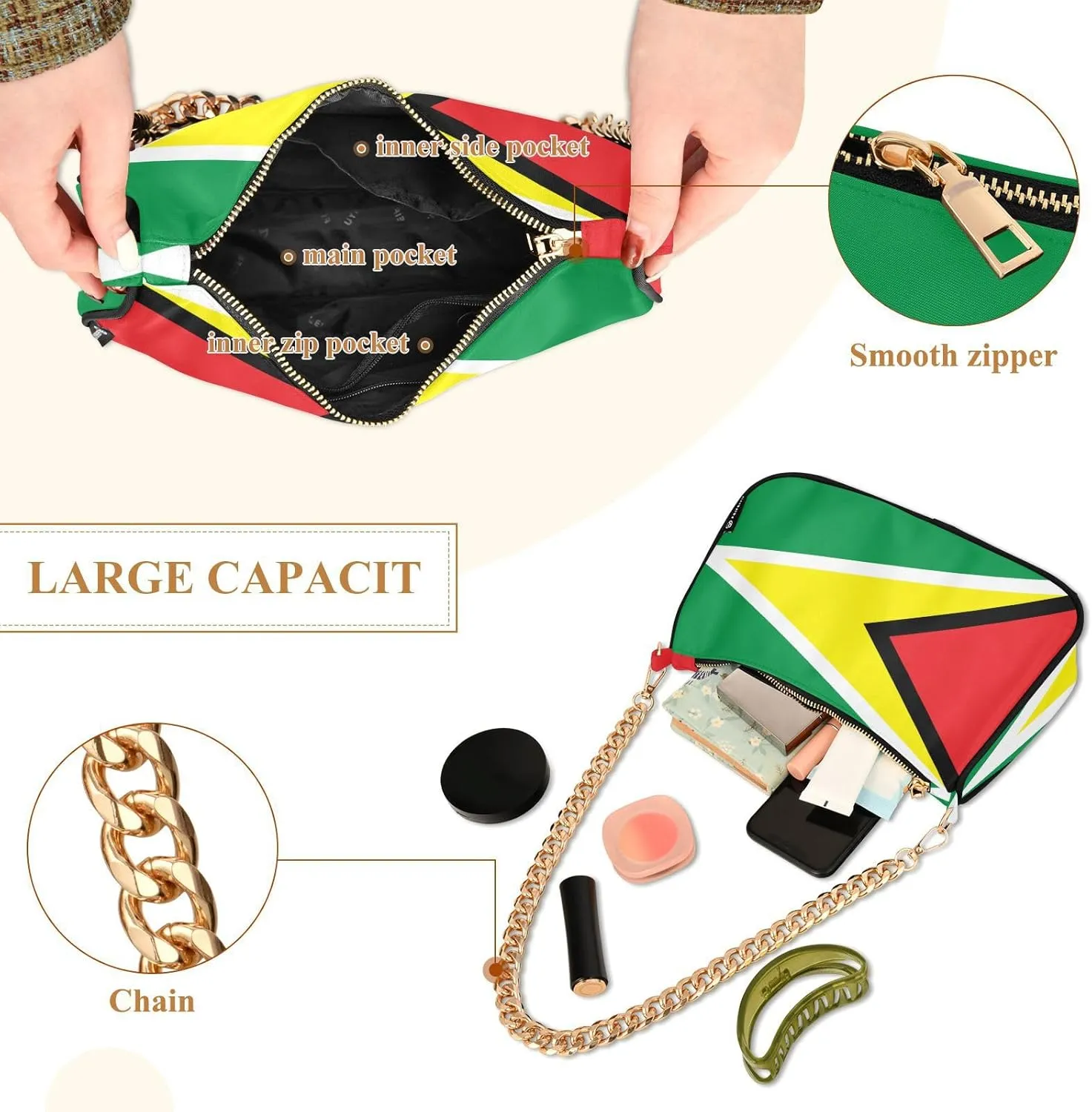 Patriot Flag Shoulder Bag Women Clutch Handbag Date Chain Bag Holiday Birthday